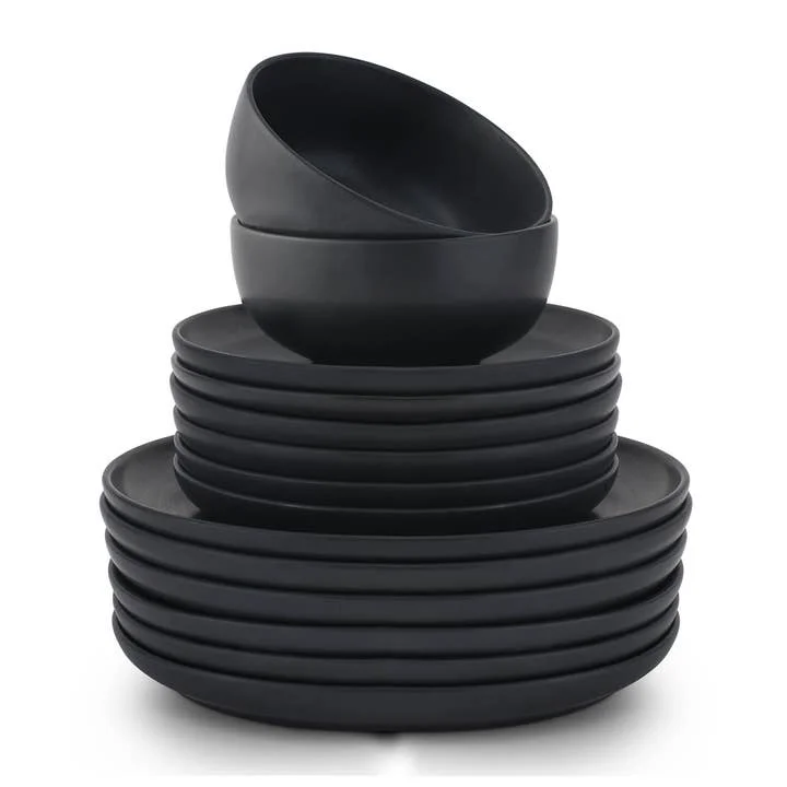 JoyJolt Mesa 18-piece stoneware dinnerware set in earthy matte finish for six people