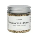 "Jar of La Boîte whole white peppercorns from Indonesia