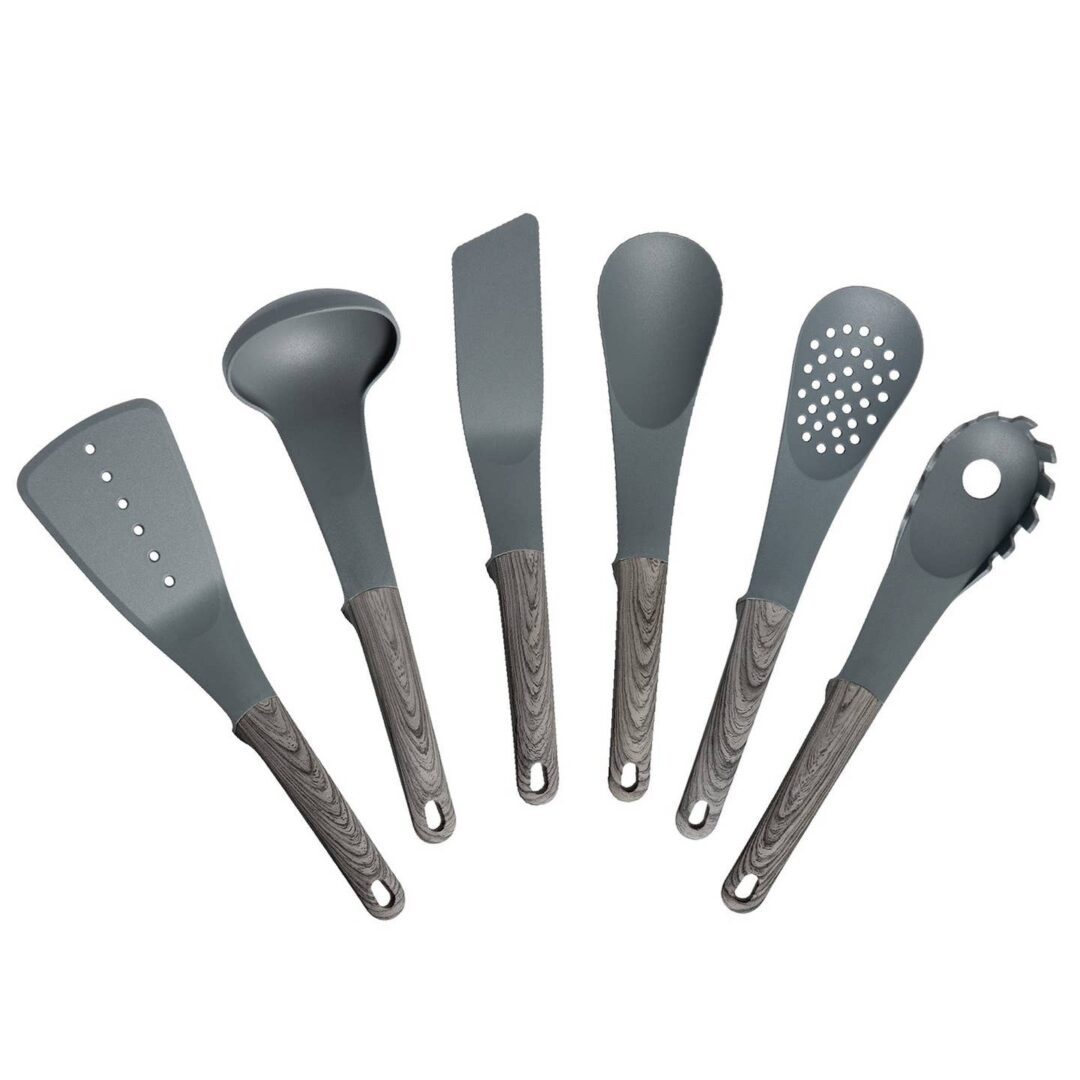 6-piece kitchen utensil set with nylon tools and silicone handles by Gourmet Edge