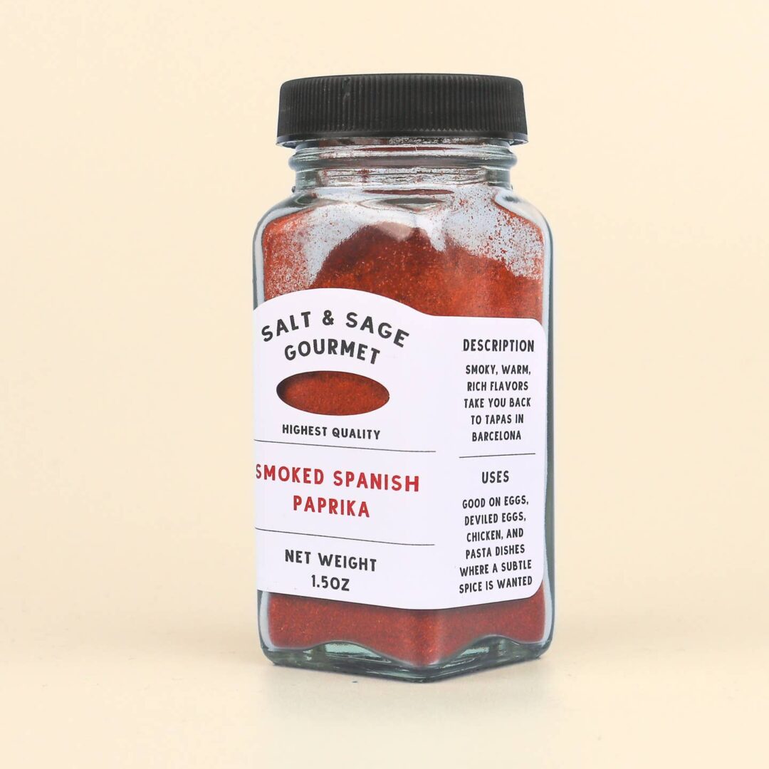 "Jar of smoked Spanish paprika by Sage Work Organics