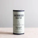 1 lb canister of Jacobsen Pure Kosher Sea Salt on a white background