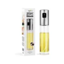 Glass olive oil sprayer with black push-top nozzle by Vigor Path