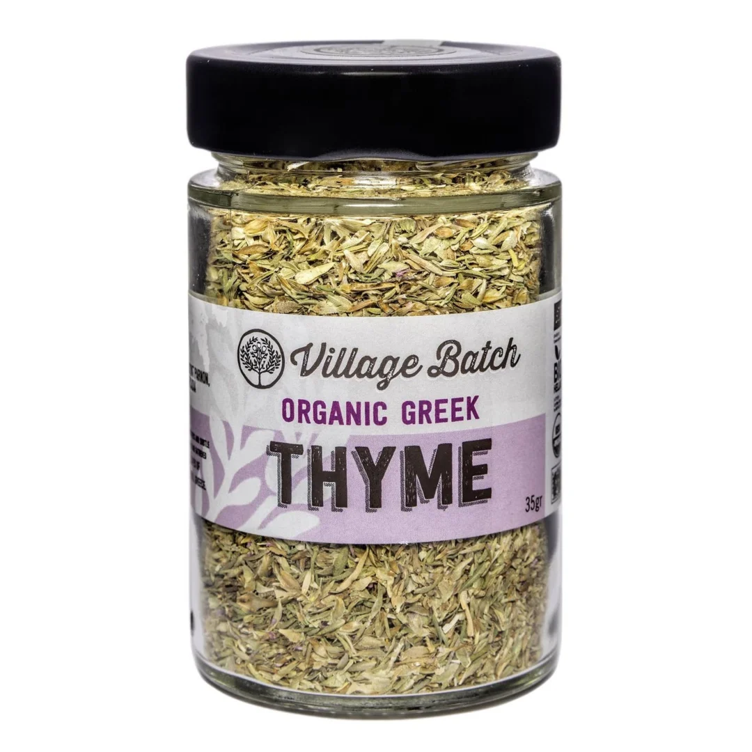 35g jar of Village Batch organic thyme dried on a family farm in Greece